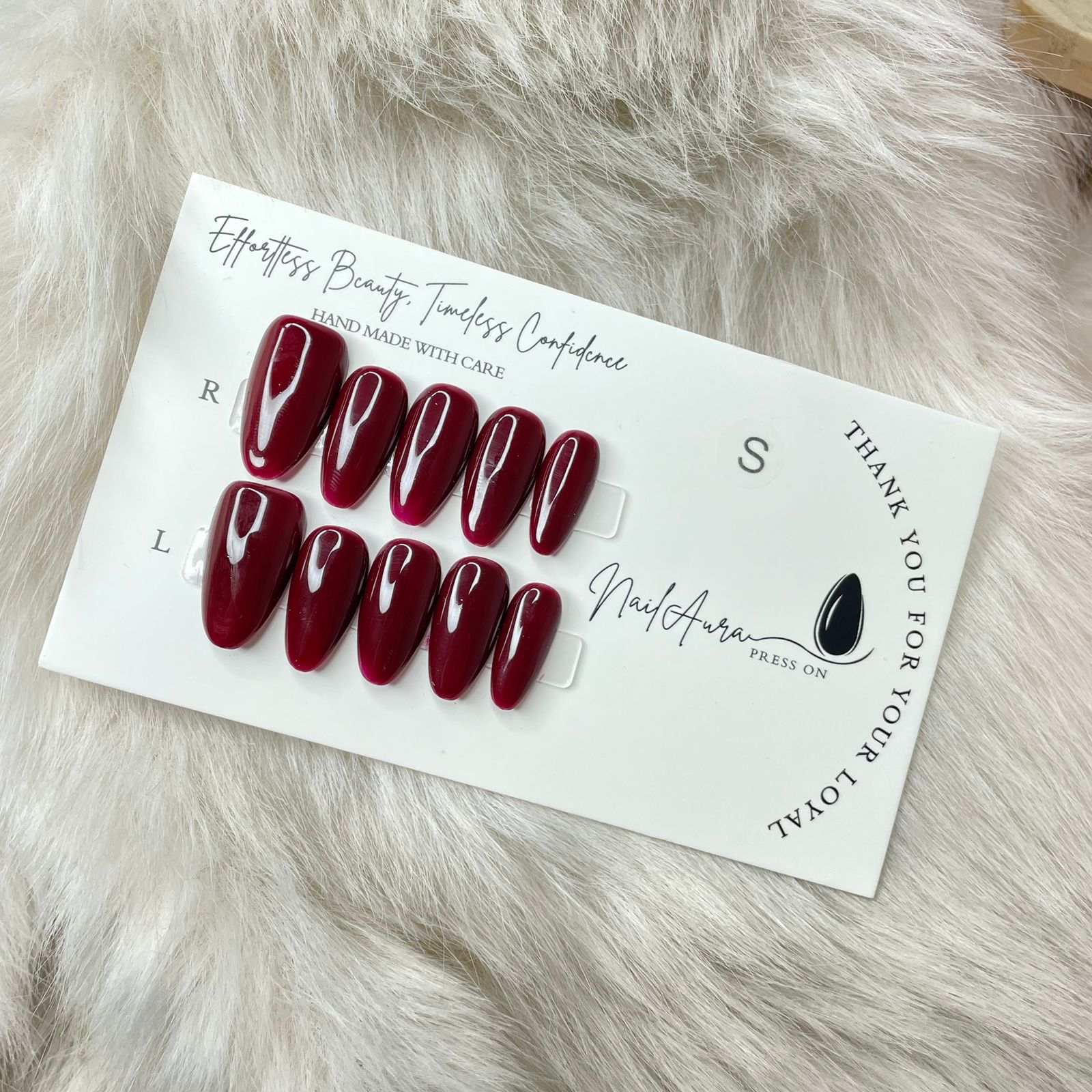 💗 Glossy Wine Red Almond Nails