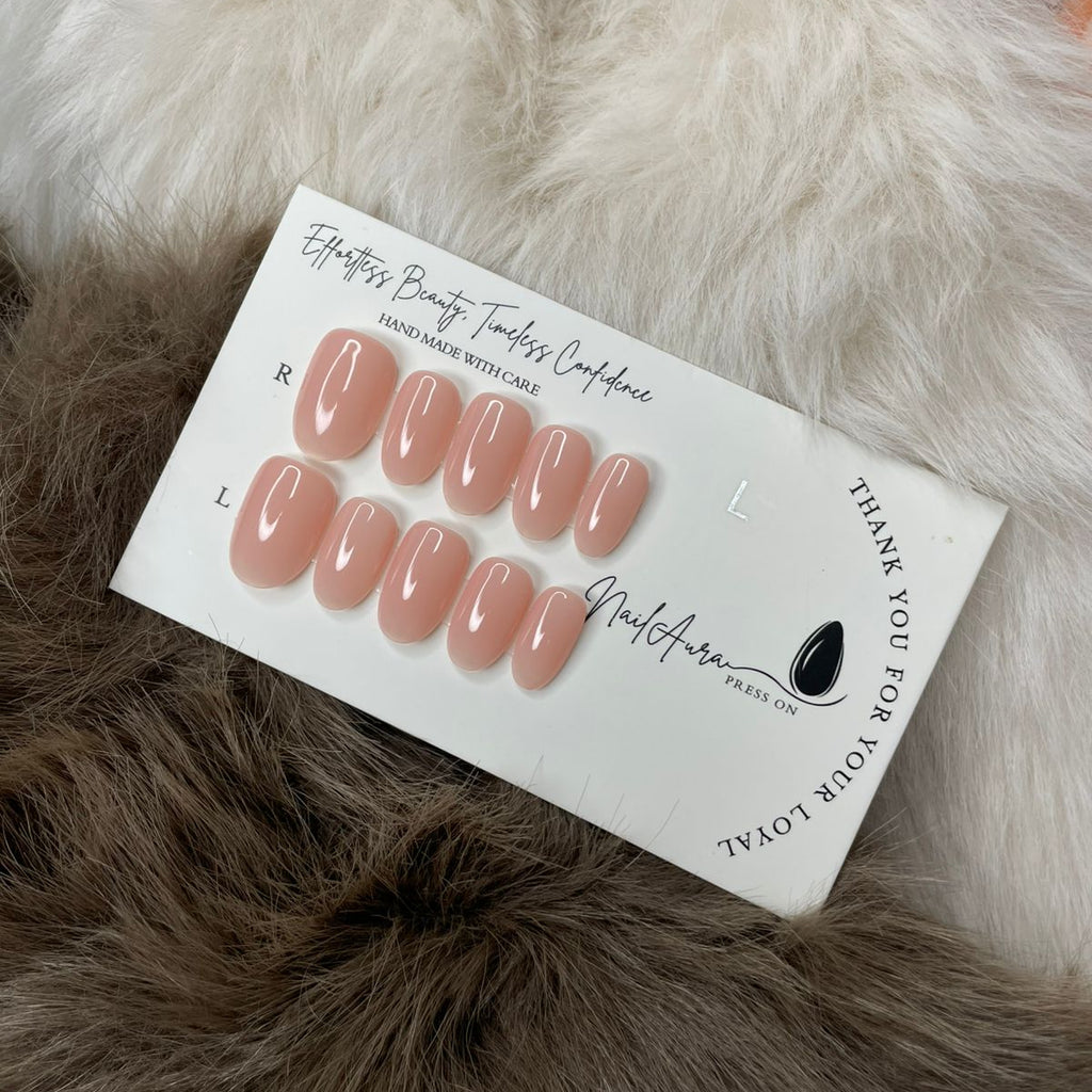 💗Nude Elegance – Coffin & Oval Press On Nails.