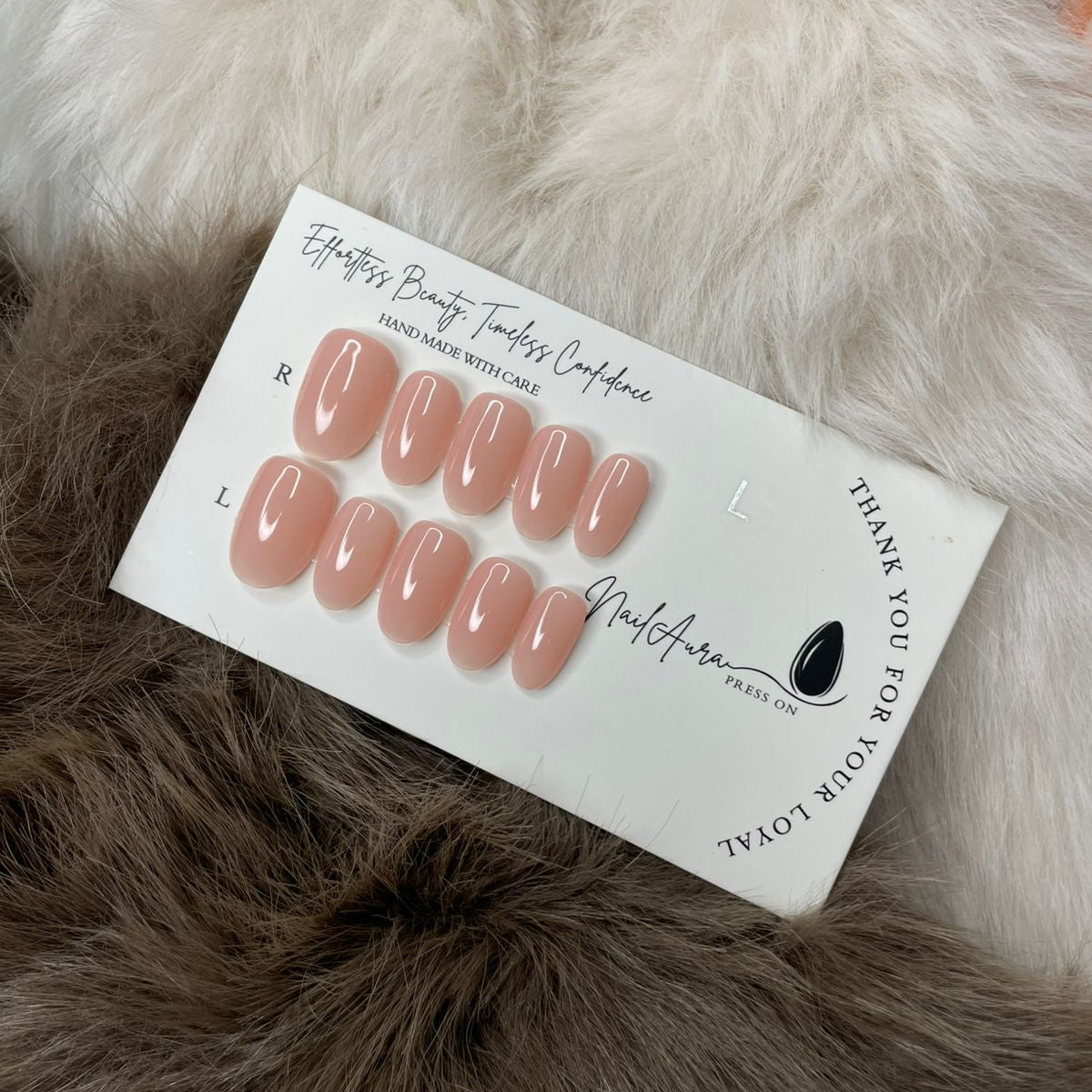 💗Nude Elegance – Coffin & Oval Press On Nails.