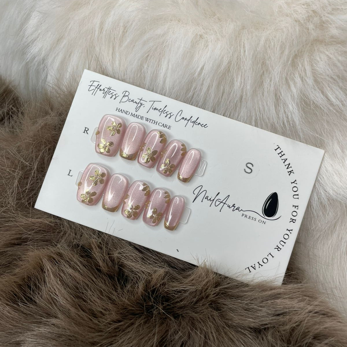 💗Square Medium Elegant Floral Press-On Set.