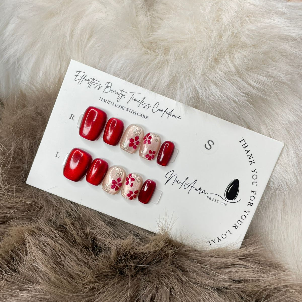 💗Square Short Floral Rouge Elegance, Feminine & Unforgettable.