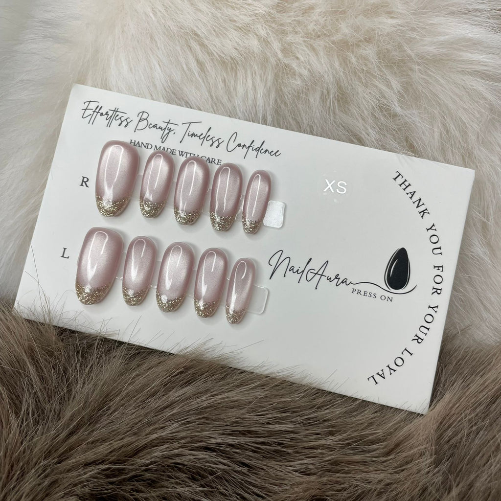 💗Golden Blush French Press-On Nails.