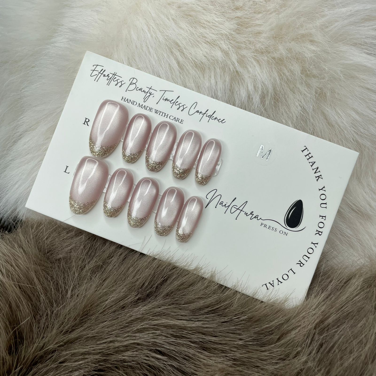 💗Golden Blush French Press-On Nails.