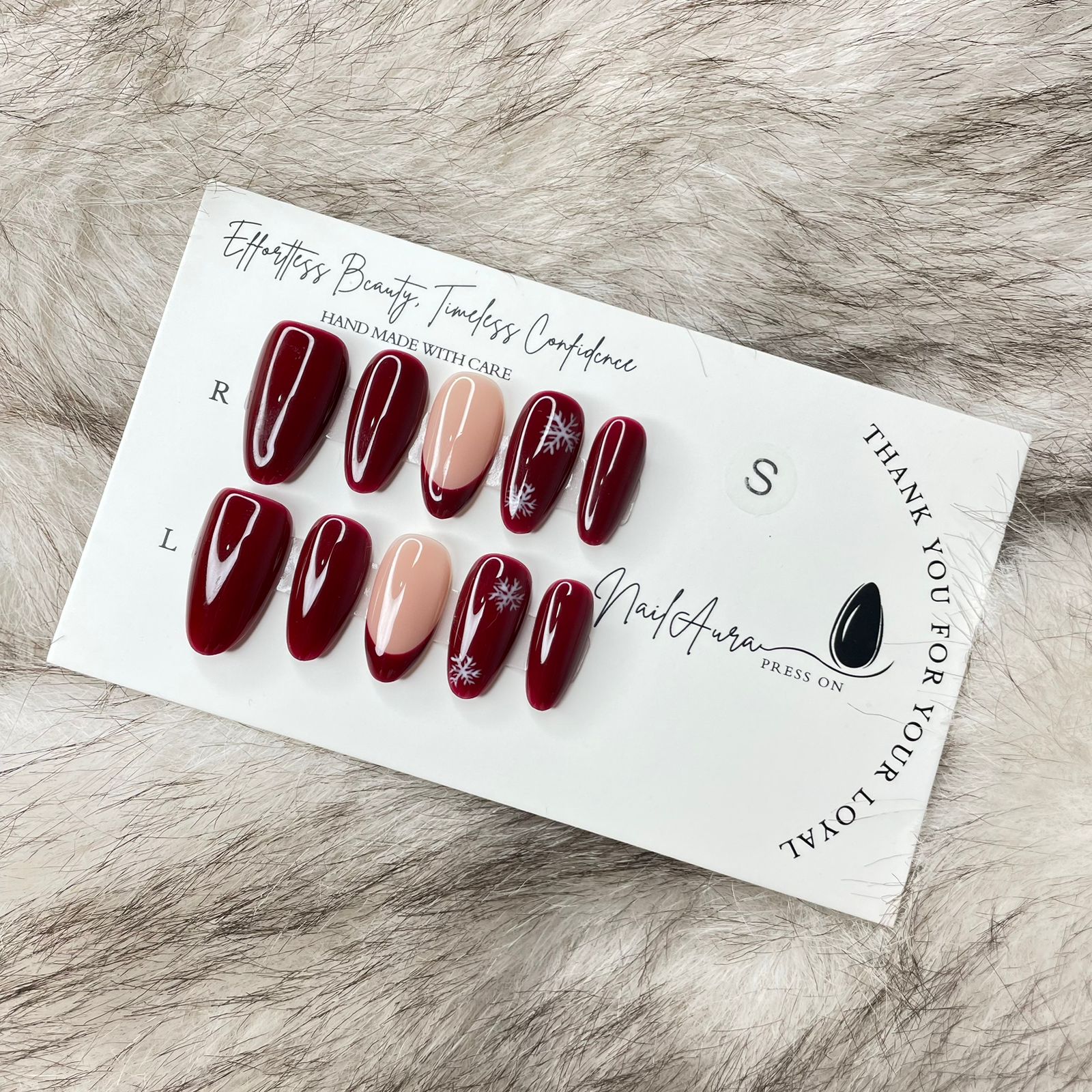 💗Almond Red French – Winter Elegance.